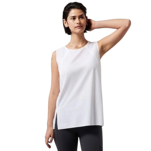 Athleta‎ White Zephyr Refined Tank Top Size Medium Minimalist Office - Picture 1 of 8